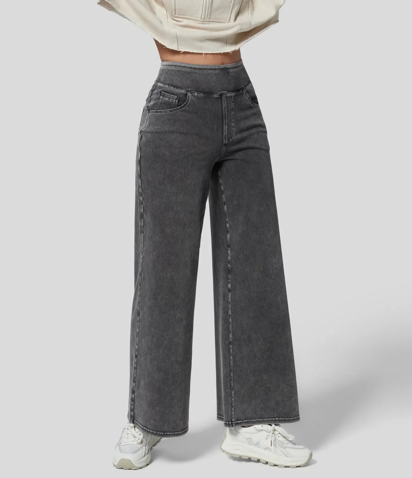 Lockere Arbeitsjeans aus gestricktem Stretch-Denim