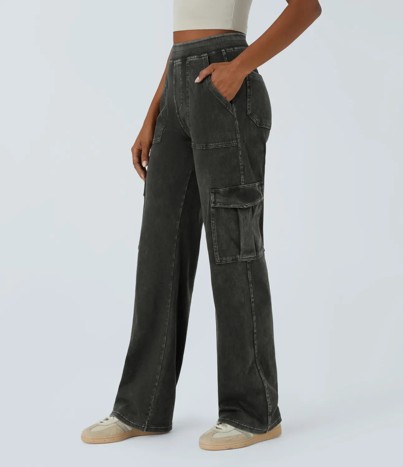 Cargo-Jeans mit mittlerer Leibhöhe
