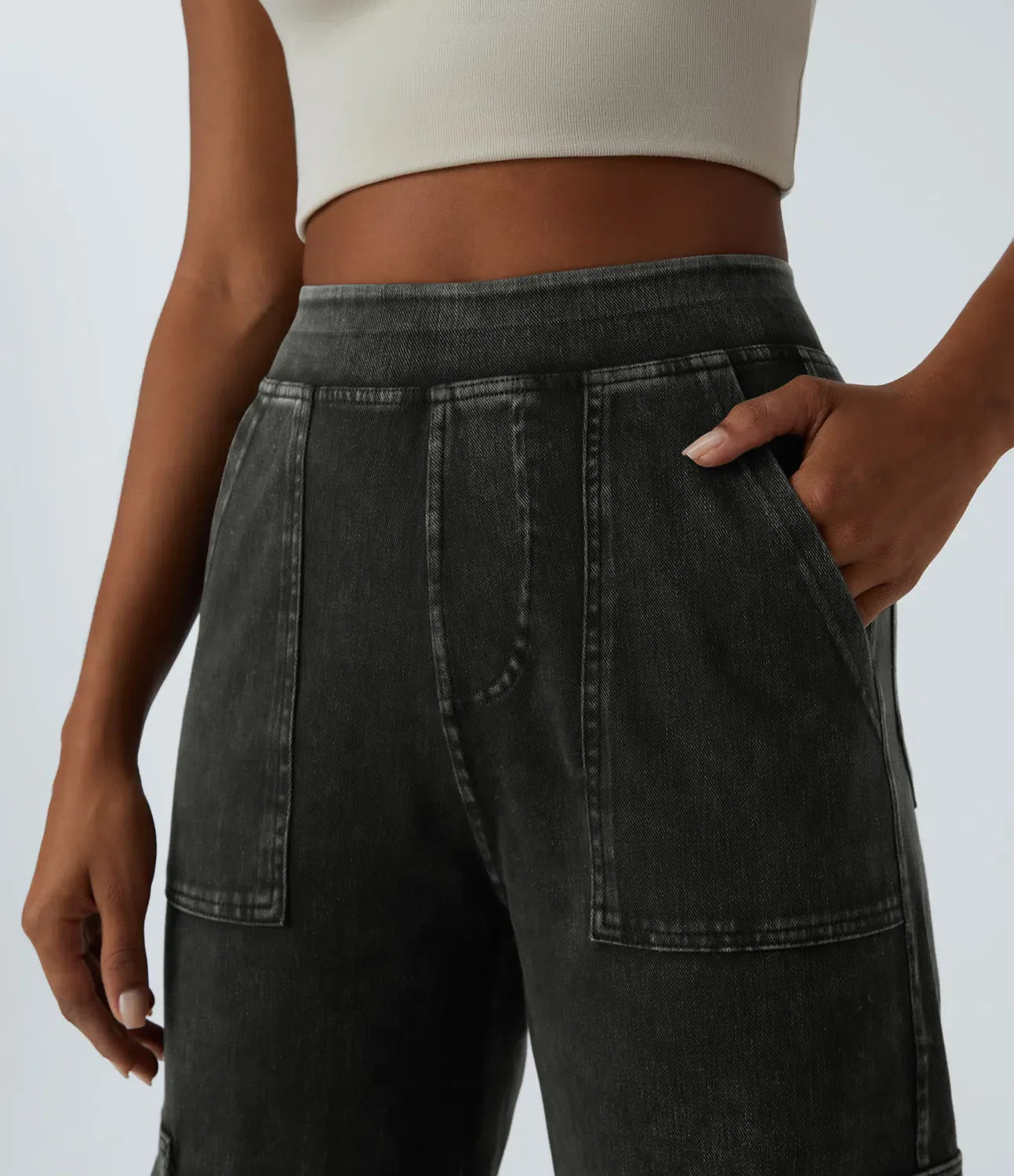 Cargo-Jeans mit mittlerer Leibhöhe