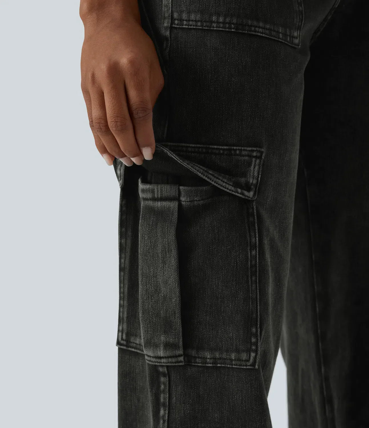Cargo-Jeans mit mittlerer Leibhöhe