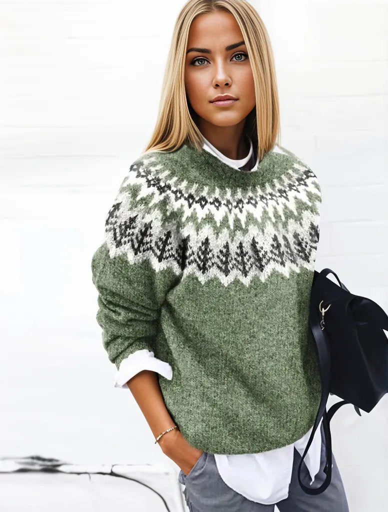 Breezy Grüner Langarmpullover mit Aufdruck