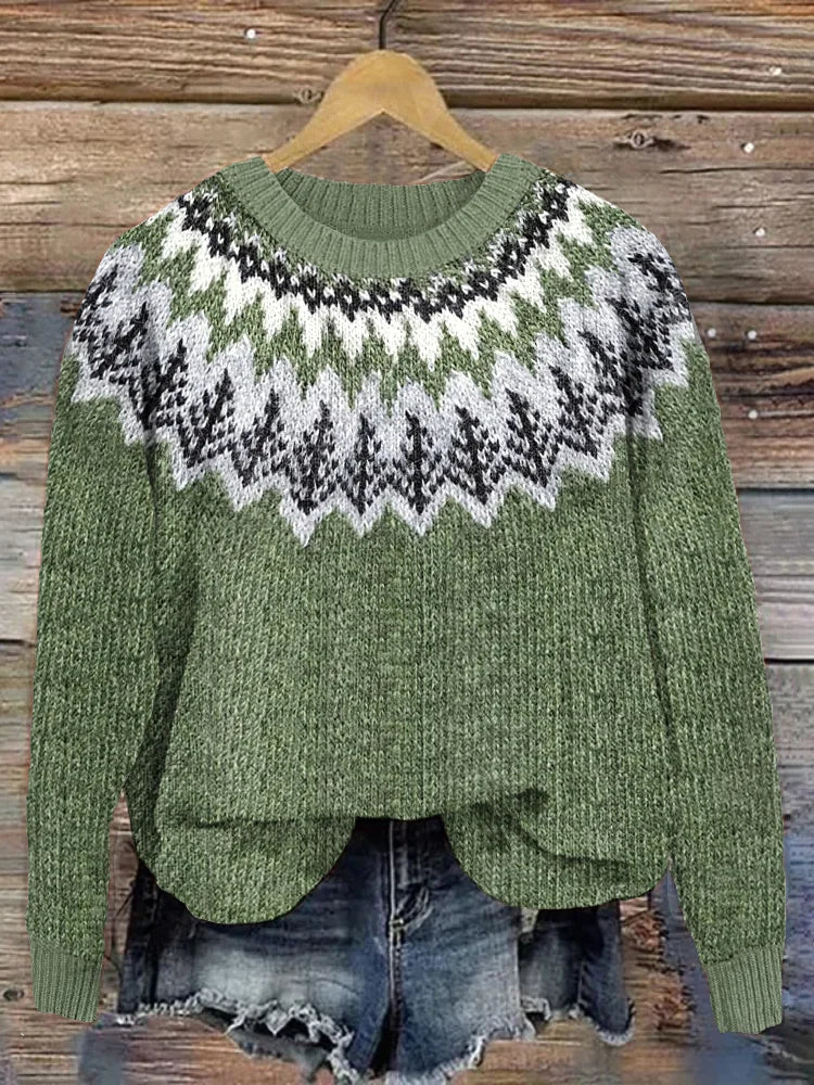 Breezy Grüner Langarmpullover mit Aufdruck