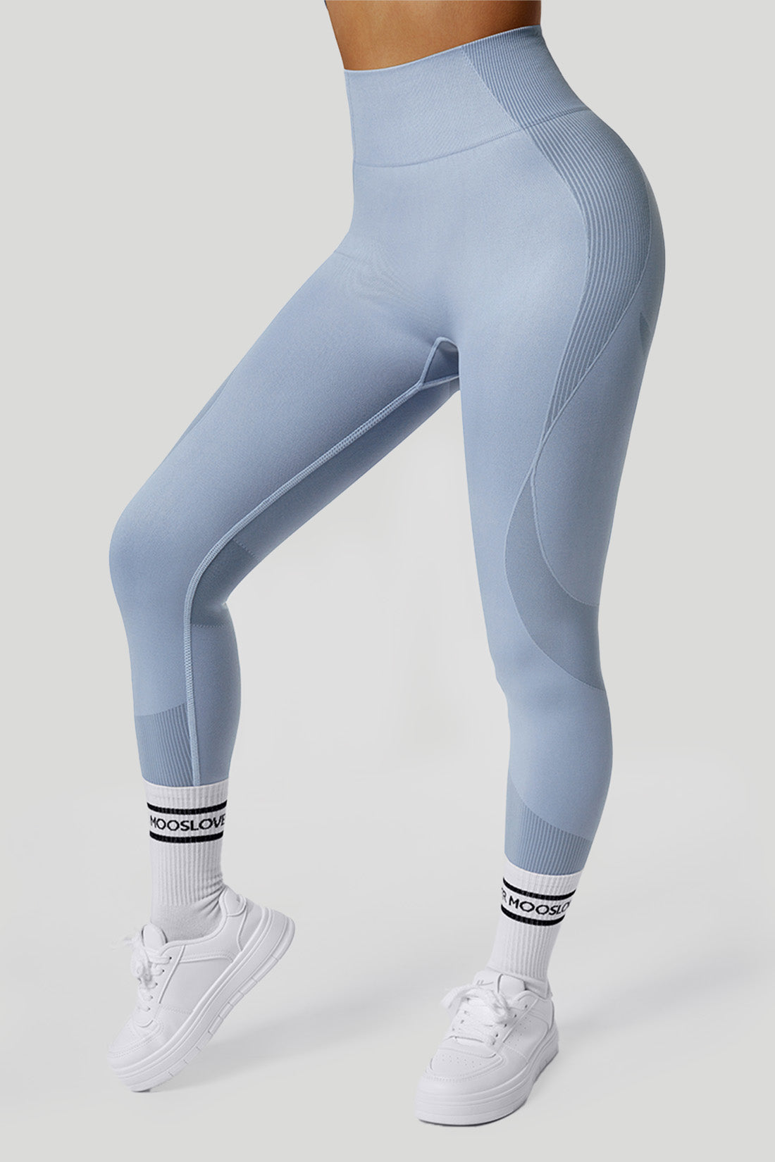 Nahtlose Leggings mit hoher Taille und fester Farbe