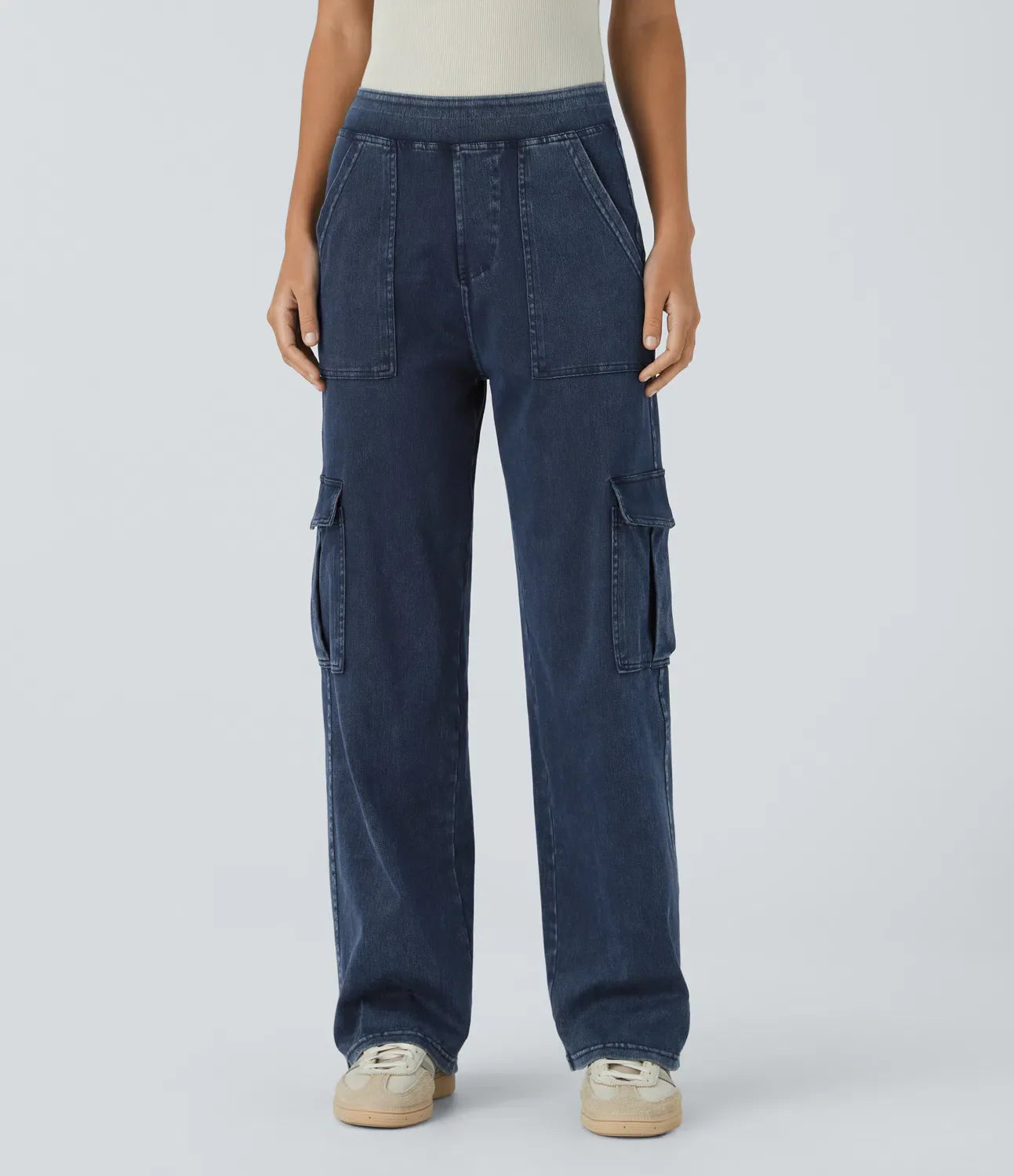 Cargo-Jeans mit mittlerer Leibhöhe