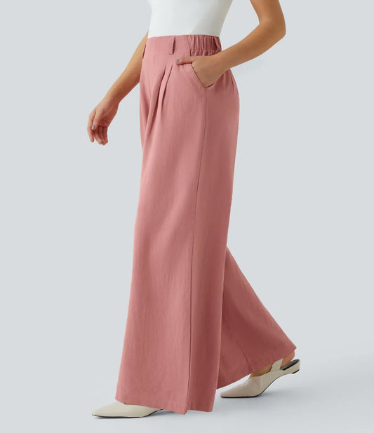 Lässige Baumwollhose mit hoher Taille