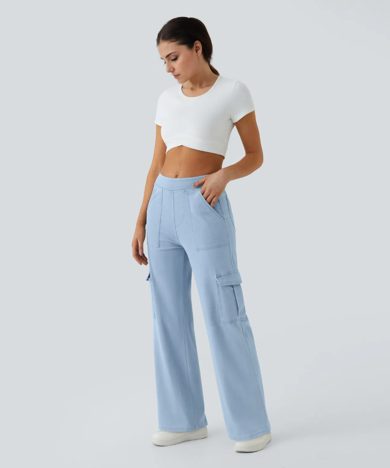 Cargo-Jeans mit mittlerer Leibhöhe