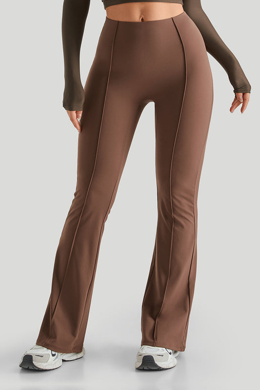 Hoch taillierte Slim Fit Hose mit Schlaghose